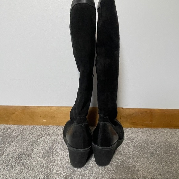 Puma Black Suede Wedge Knee High Boots | Size 6.5 EU 37 | Vintage Sport Goth - Picture 8 of 16